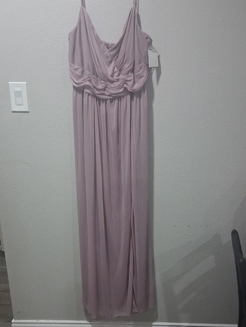 David's Bridal Dusty Mauve Spaghetti-Strap Maxi Dress